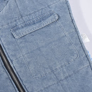 Denim Hollow Out Straps Hooded Vest GBTF 9124
