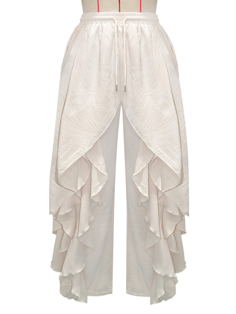 Asymmetric Layered Ruffle Casual Pants SH 391691