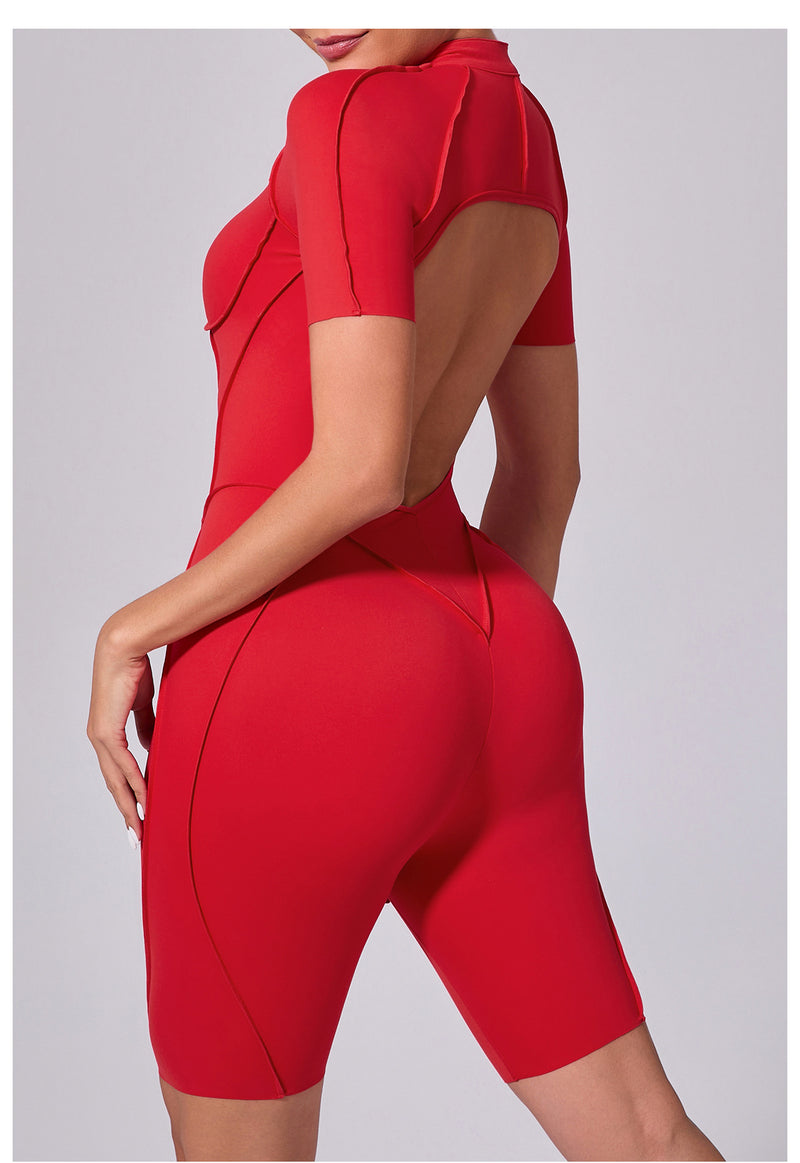 Short Sleeve Zipper Sport Skinny Romper GQSA K0113