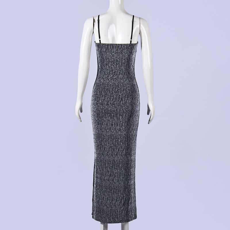 U Neck Solid Color Sling Maxi Dress GNZD 11867