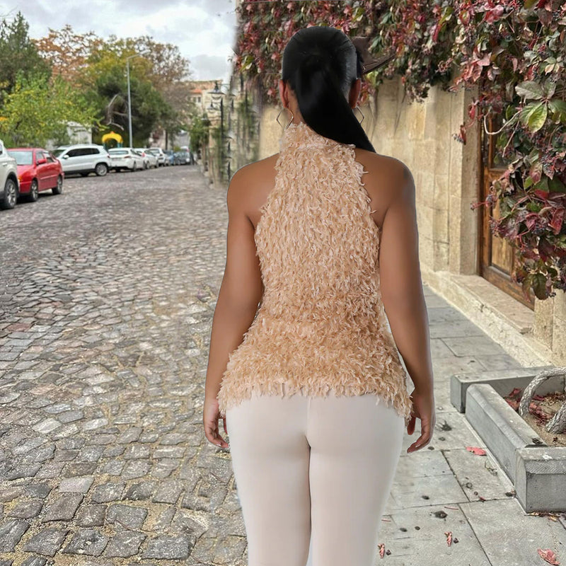 Fur Neck Hollow Out Top Coats GNZD 9799THD