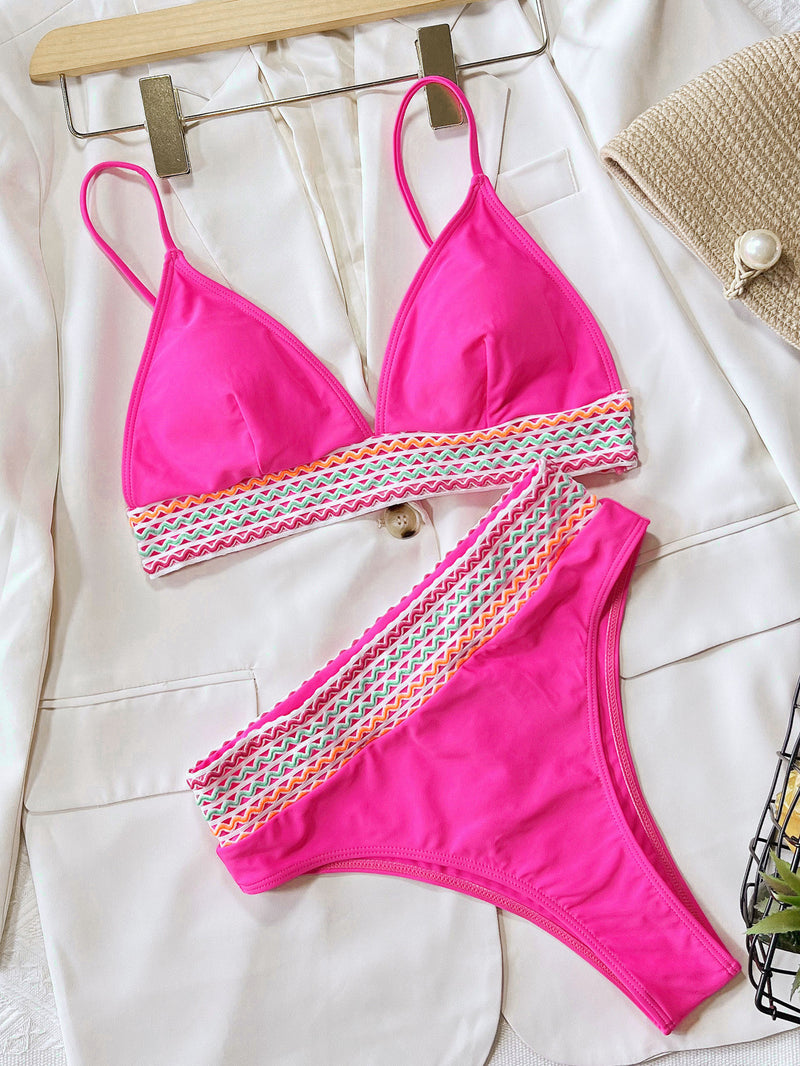 Sexy Patchwork Swimsuit Two Piece Set CSYZC758Q