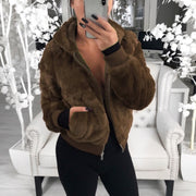 Fashion Solid Color Hooded Loose Plush Jacket GLYY 6001