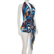 Halterneck Print Mesh Tie Up Romper GSZM Q26RP035