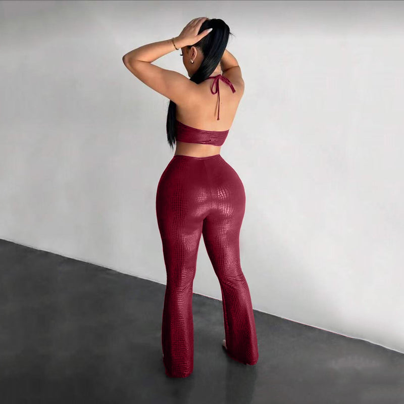 Sleeveless Halterneck Tie Up Jumpsuit GFRT 42396JBC