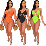 Sexy Solid Hollow Out One Piece Swimsuit HMS 5445