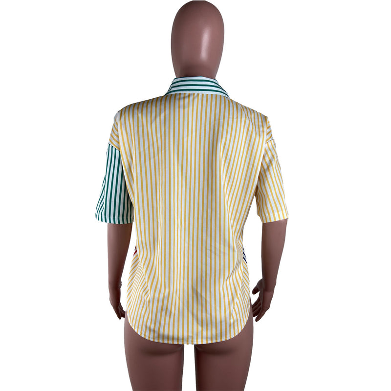 Fashion Multicolor Striped Print Shirt LUO 3150