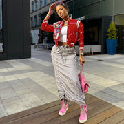 Fashion Print Cardigan Baseball Jacket Coat FSXF 529