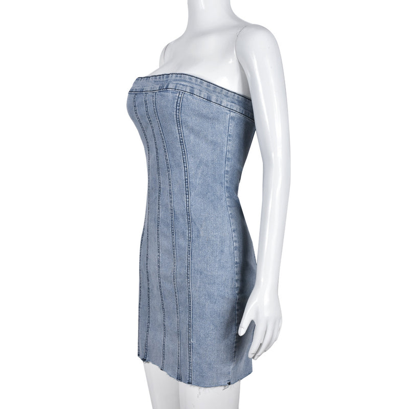 Sexy Wrap Front Denim Bodycon Dress GYHF 9220DD