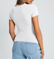Plus Size Short Sleeve Solid Color T Shirt GYWO 55001