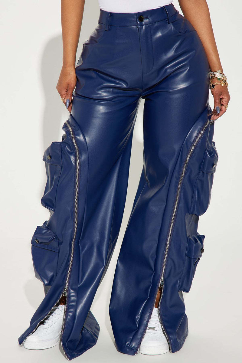 Zip Off Multi Pocket Leather Pants YMEF 58035