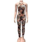 Backless Halterneck Print Jumpsuit GQNF Y00219QC
