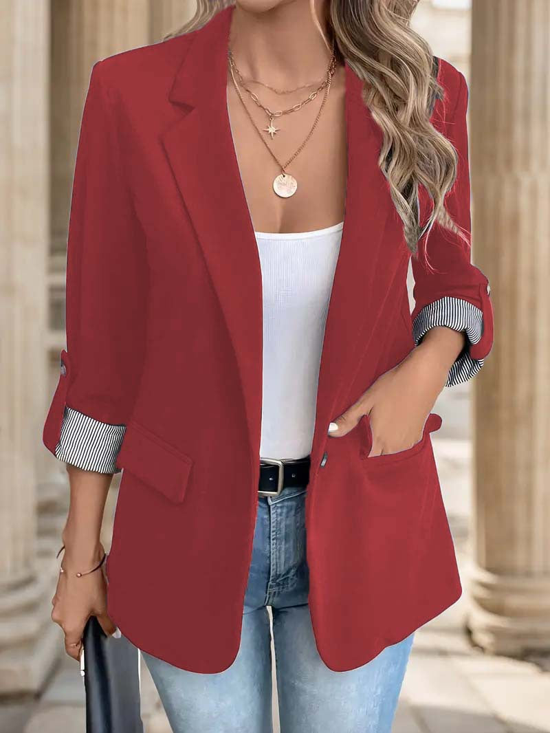 Plus Size Solid Color Casual Blazer Coats GYWO 9907