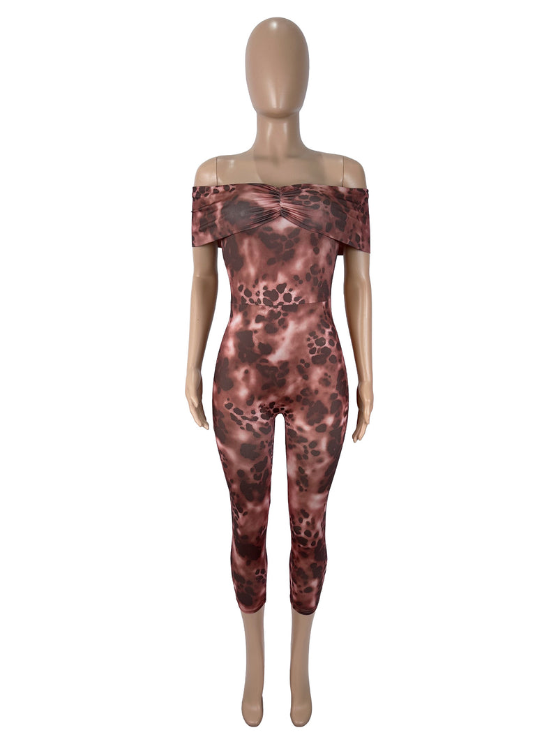 Leopard Print Off Shoulder Jumpsuit SHD 9970
