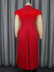 Plus Size Solid Color Press Pleated Maxi Dress GKEN AM041123