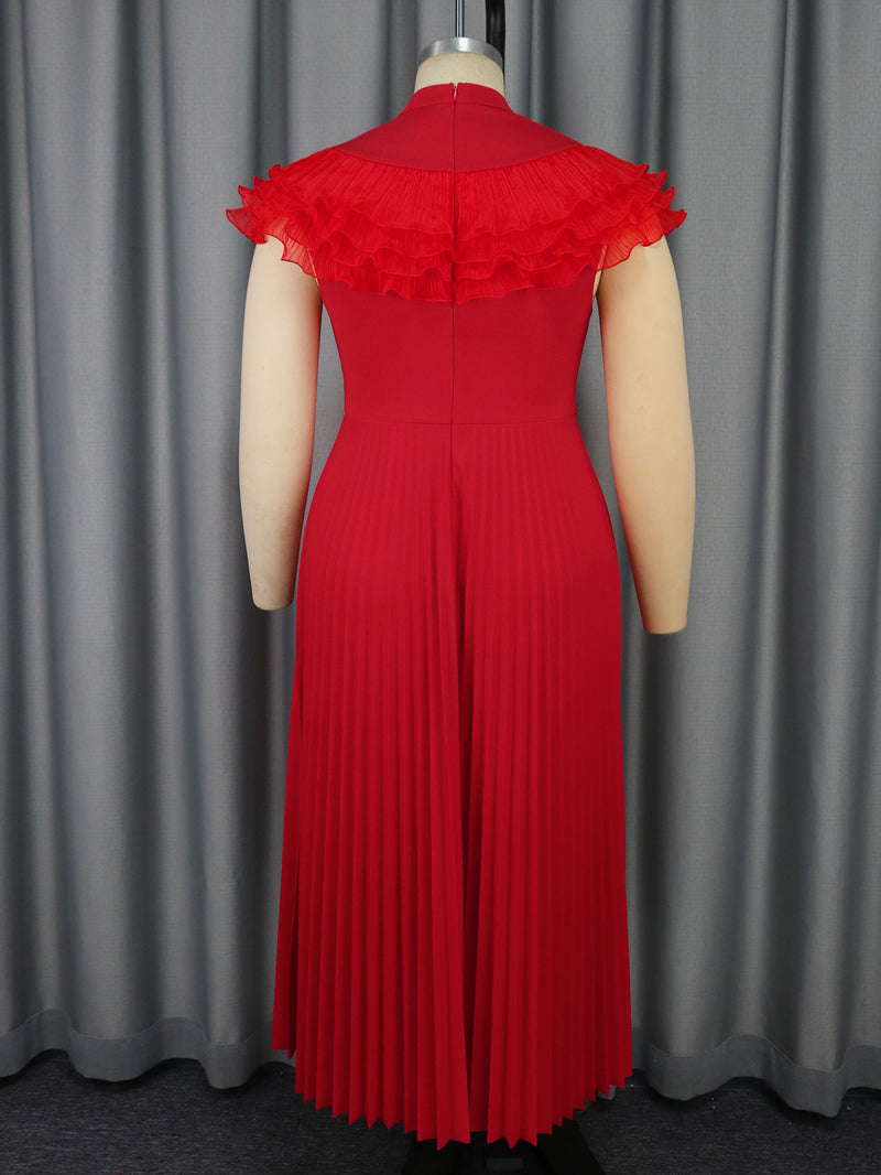 Plus Size Solid Color Press Pleated Maxi Dress GKEN AM041123