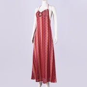 Printed Halterneck Backless Maxi Dress GNZD 11792
