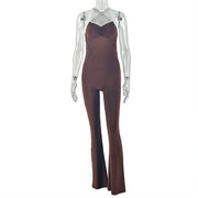 Solid Color Sling Backless Flare Jumpsuit GJYO 006295