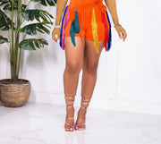 Colorful Tassel Patchwork Sports Shorts OMY 11007