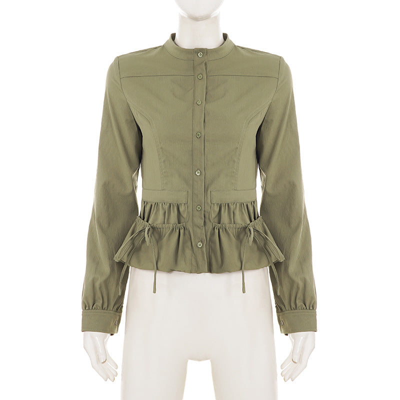 Long Sleeve Ruched Shirt GPKJ MR51402