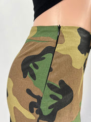 Camouflage Print Irregular Mini Culottes GXHF X0326688