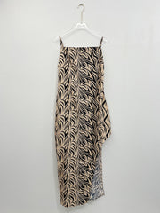Plus Size Zebra Print Sling Split Maxi Dress QMZF 1883