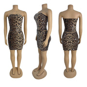 Leopard Print Wrap Chest Sequin Skirt GZIY 6018