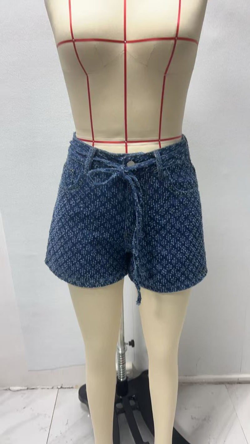 Straight Tie Up Denim Shorts GMYT 13811