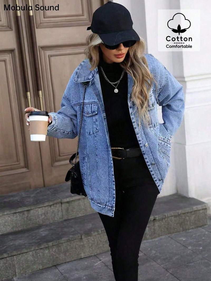 Fashion Long Sleeve Loose Denim Jacket Coat GYXN 20808