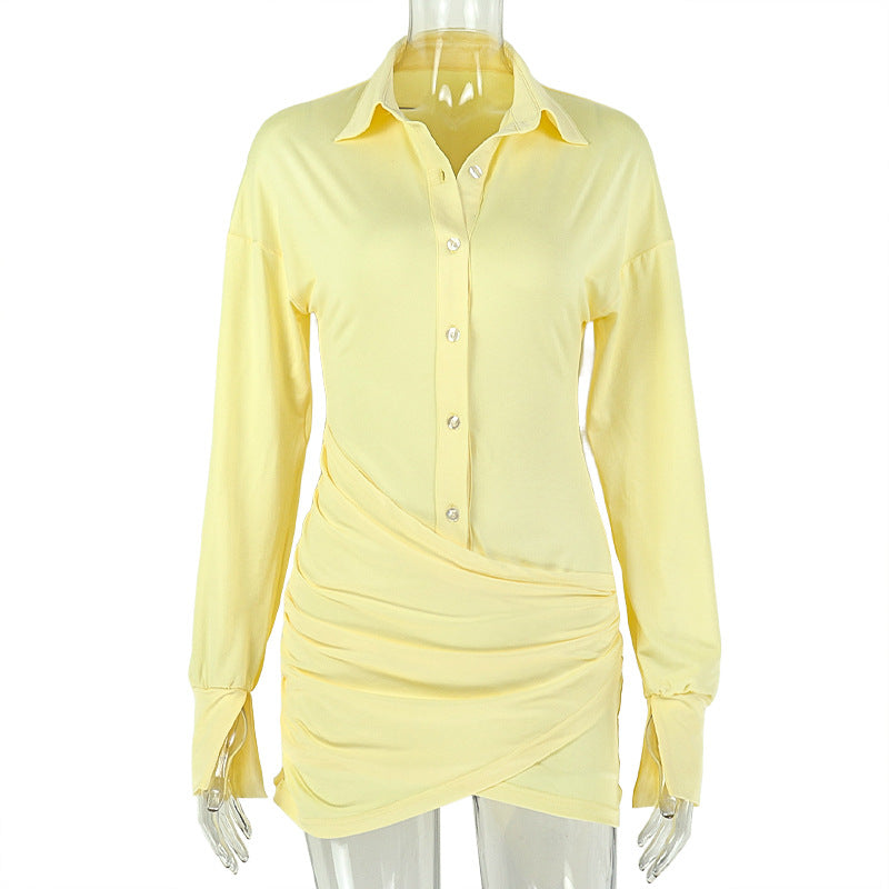 Long Sleeve Solid Color Mini Dress GJYO JD305566