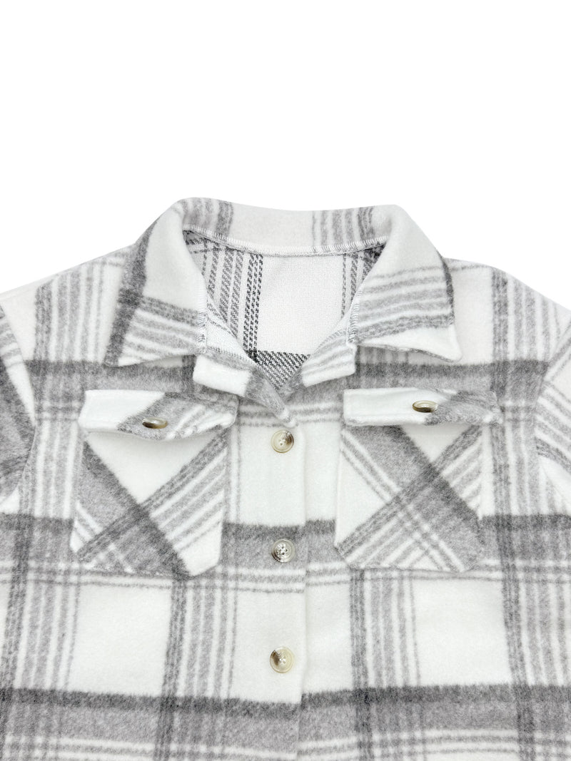 Black White Plaid Print Fashion Coat YH 1040