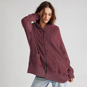 Solid Color Long Sleeve Hooded Coat GSZM ZTP1387
