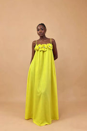 Solid Color Floral Print Maxi Dress GADE 10388