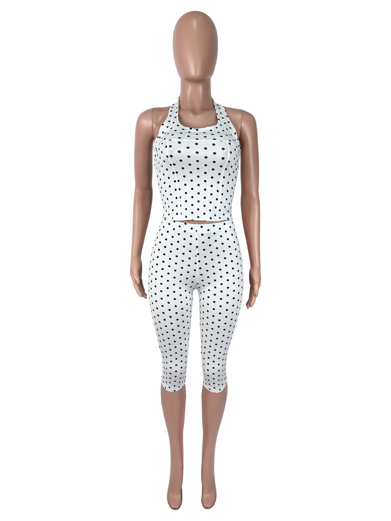 Polka Dots Print Halterneck Seventh Jumpsuit SHD 8103