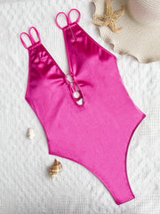 Solid Color Backless One Piece Swimsuit CASF 6561