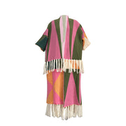 Casual Color Blocking Tassel Knit Coat TR 1291