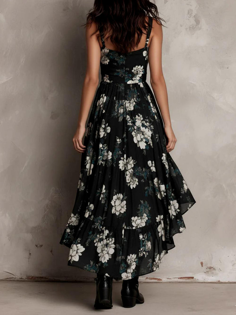 Print Sling Irregular Maxi Dress GWDS 260418