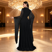 Hot Diamond Chiffon Long Sleeve Maxi Dress BY 7818