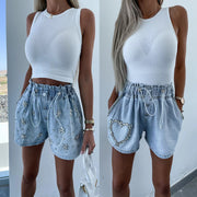 Rhinestone Denim Shorts GXRF QC110