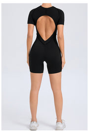 Short Sleeve Sport Backless Yoga Romper GQSA 50310