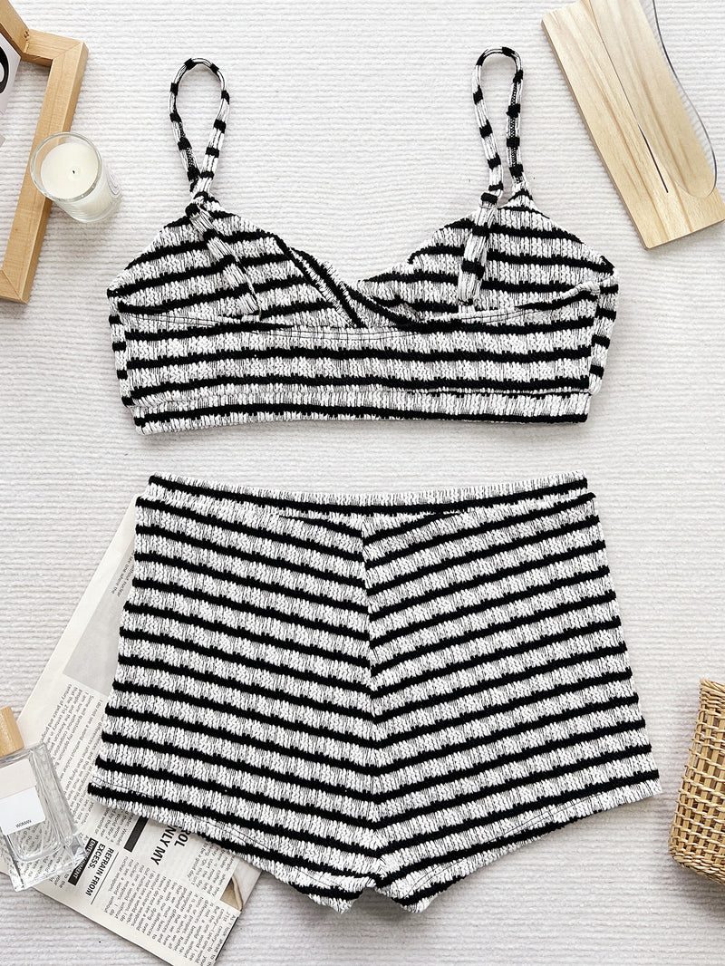 Black White Contrast Color 2 Piece Swimsuit CSYZ D836W