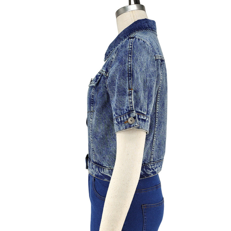 Fashion Short Sleeve Denim Jacket GDAM 218738