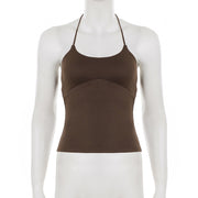 Solid Color Halterneck Sport Tank Top GPKJ MR44623