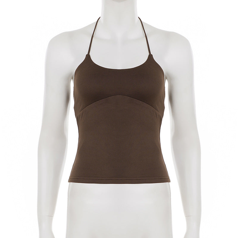 Solid Color Halterneck Sport Tank Top GPKJ MR44623