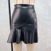Sexy Button Leather Irregular Skirt GPBY 16512