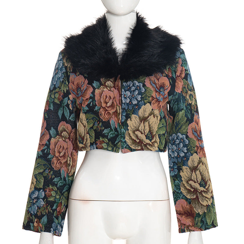 Vintage Floral Jacquard Patchwork Coat GDSF Q26TP222