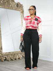 Plaid Print Thickened Patchwork PU Leather Jacket CM 9535