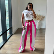 Color Block Patchwork Loose Straight Pants LSD 2490