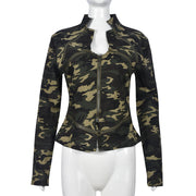 Camouflage Zipper Long Sleeve Stand Up Jacket GNZD 9527TD