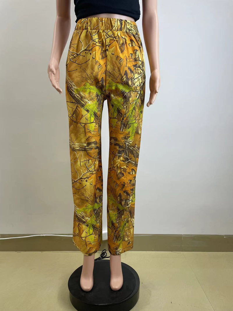 Casual Print Straight Pants QOUY M6018